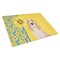 Caroline's Treasures Summer Sunflowers Lemon and White Tricolor Basset Hound Glass Cutting Board Large